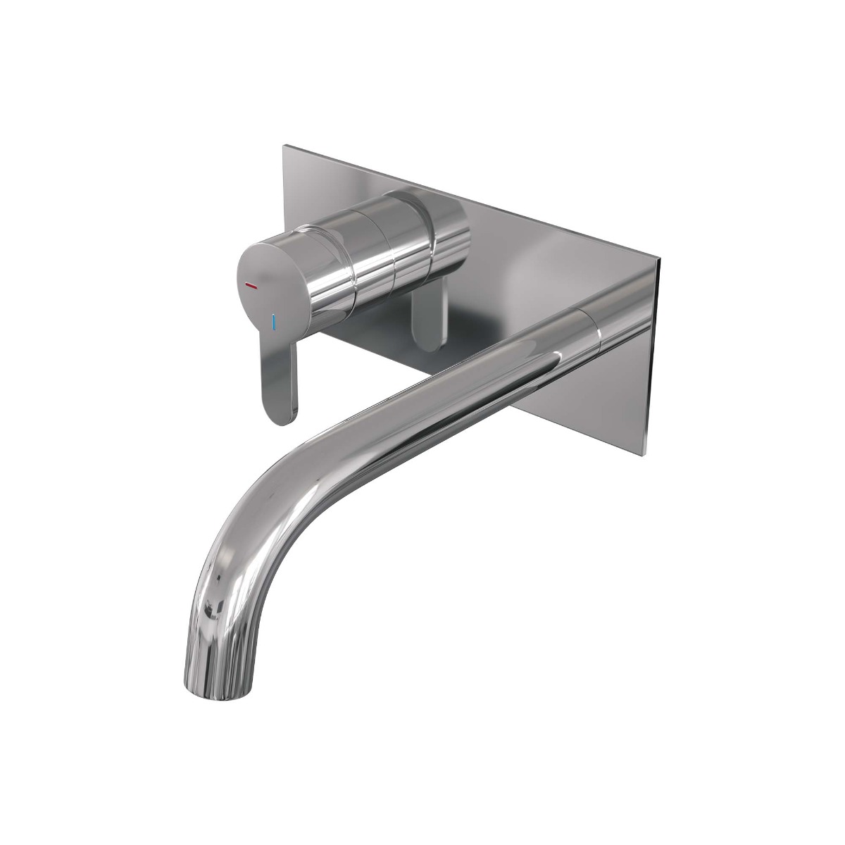 Brauer Chrome Edition ColdStart wastafelkraan inbouw gebogen uitloop met achterplaat model D2 chroom