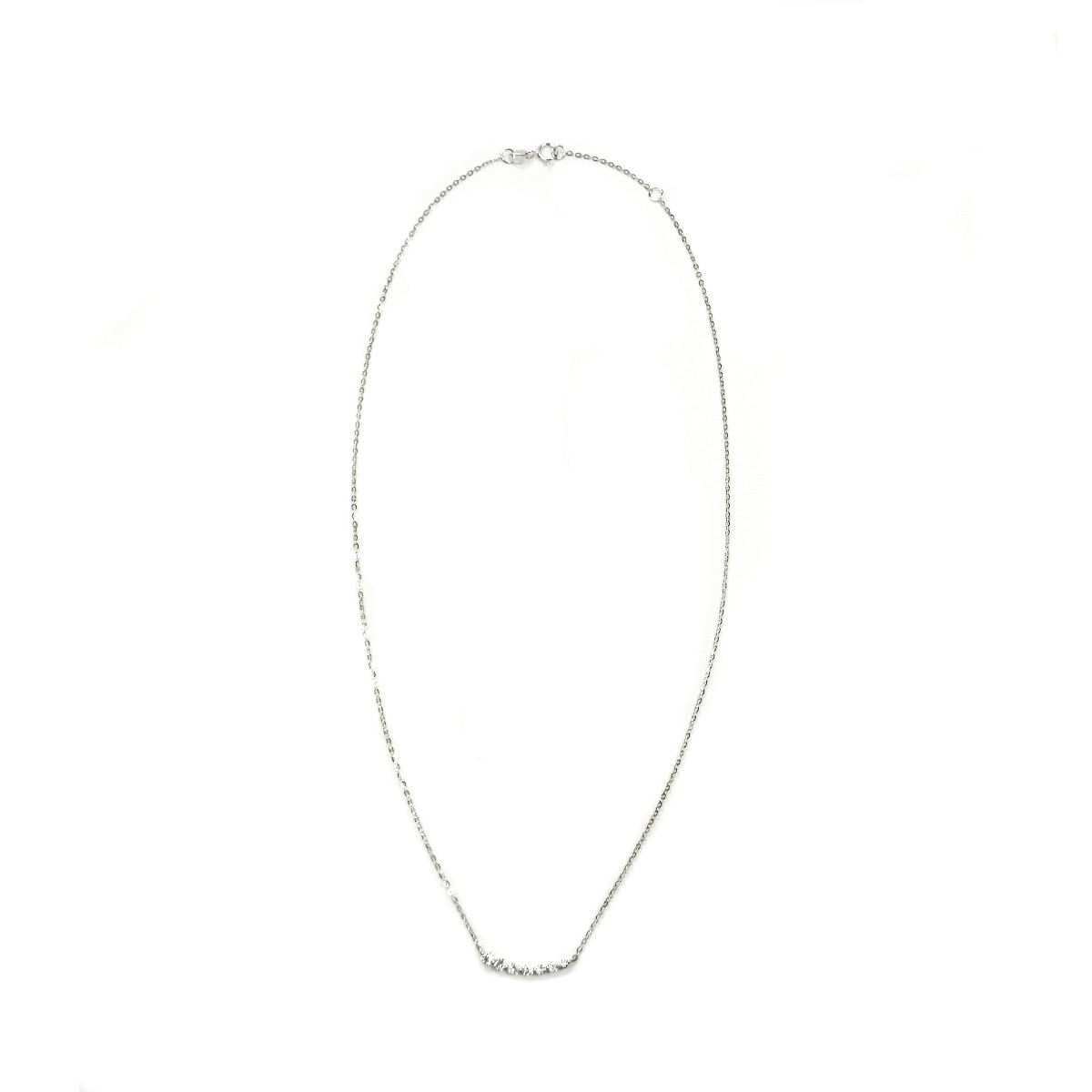 Collier d'occasion or 750 blanc et diamants 43 cm