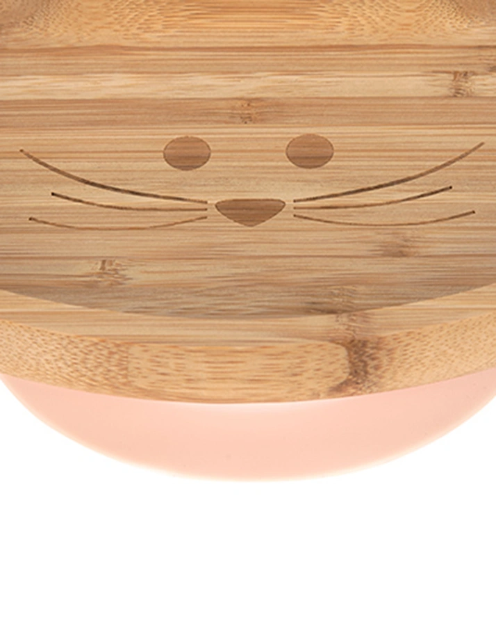 Bambus-Teller LITTLE CHUMS MOUSE mit Saugfuß in holz/rosa