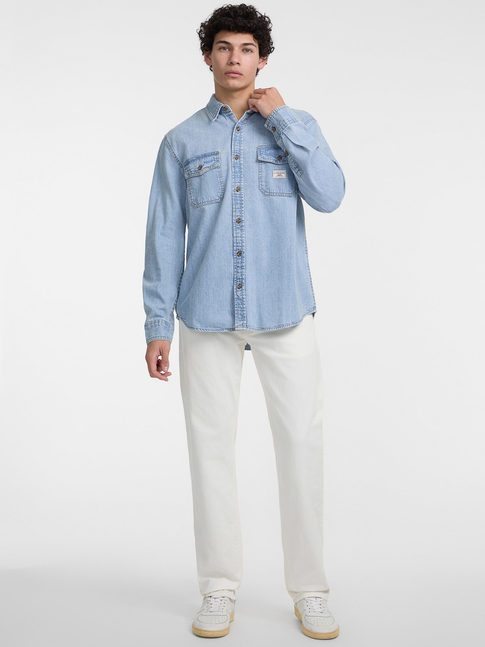 Camisa jeans de manga comprida
