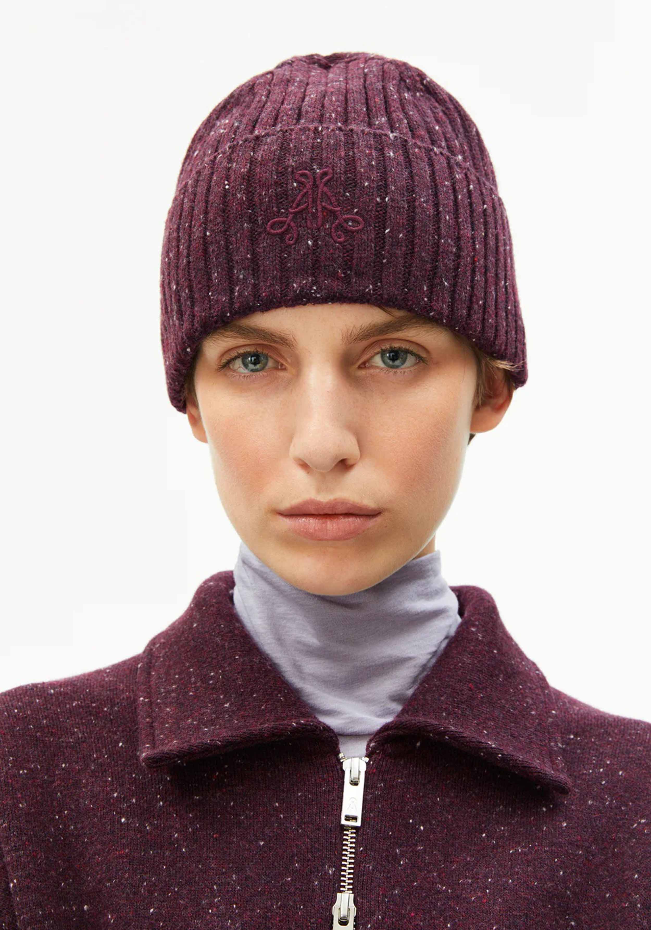Armedangels Beanie Taaleen Tweed Dark Cranberry