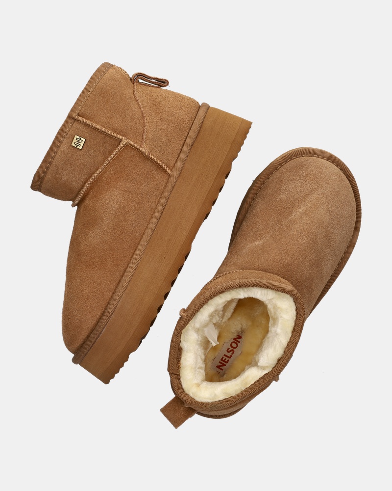 Nelson Gevoerde boots  - cognac