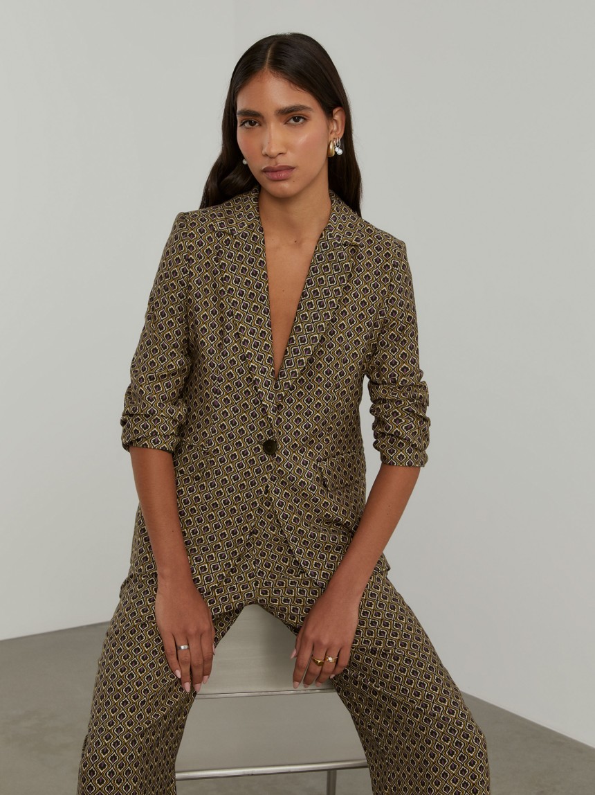 Blazer estampado com bolsos