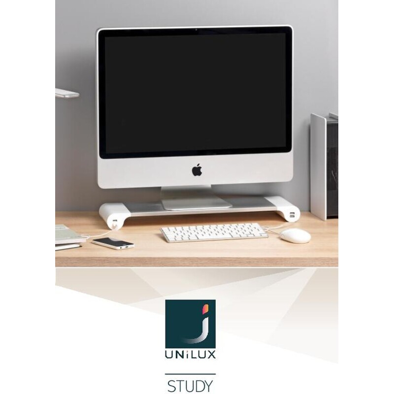 SuPPort écran Unilux Study gris métal/blanc