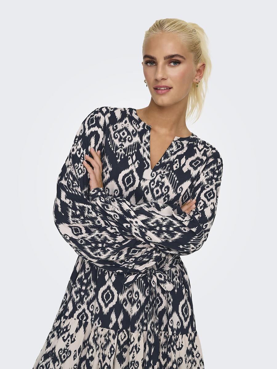 JDY<br>Vestido curto estampado com cinto de amarrar