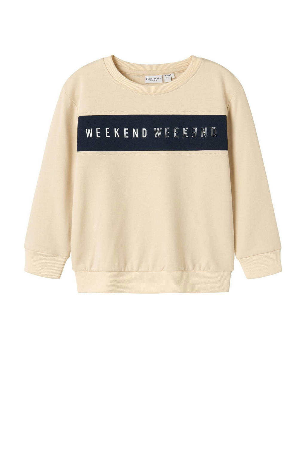 NAME IT sweater NMMVANCE met printopdruk lichtzand