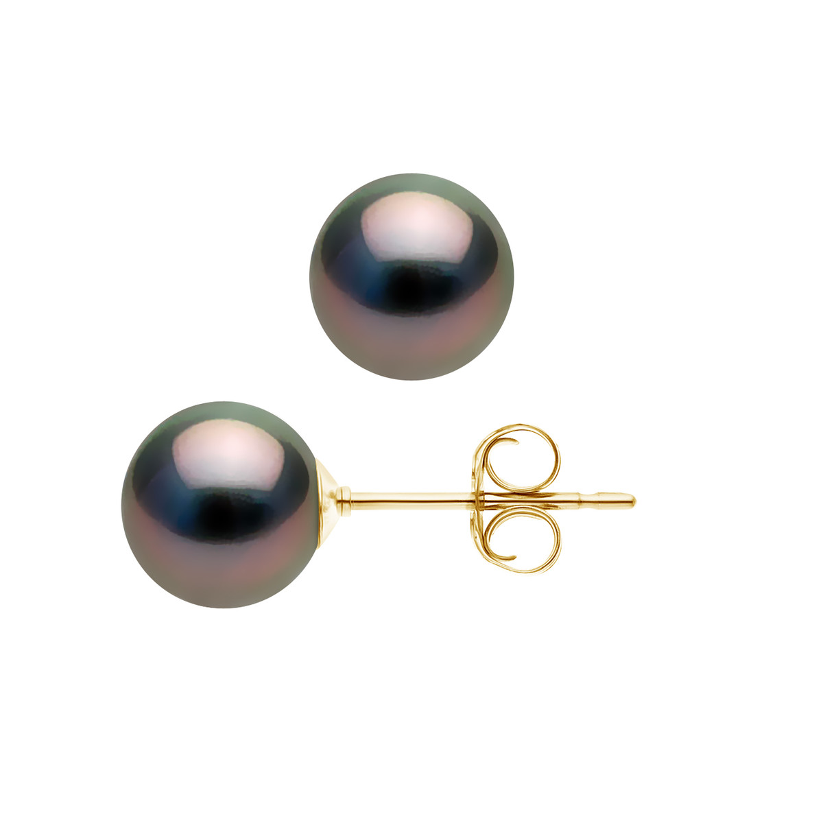 Boucles d'Oreilles - Or Jaune - Perles de Culture de Tahiti