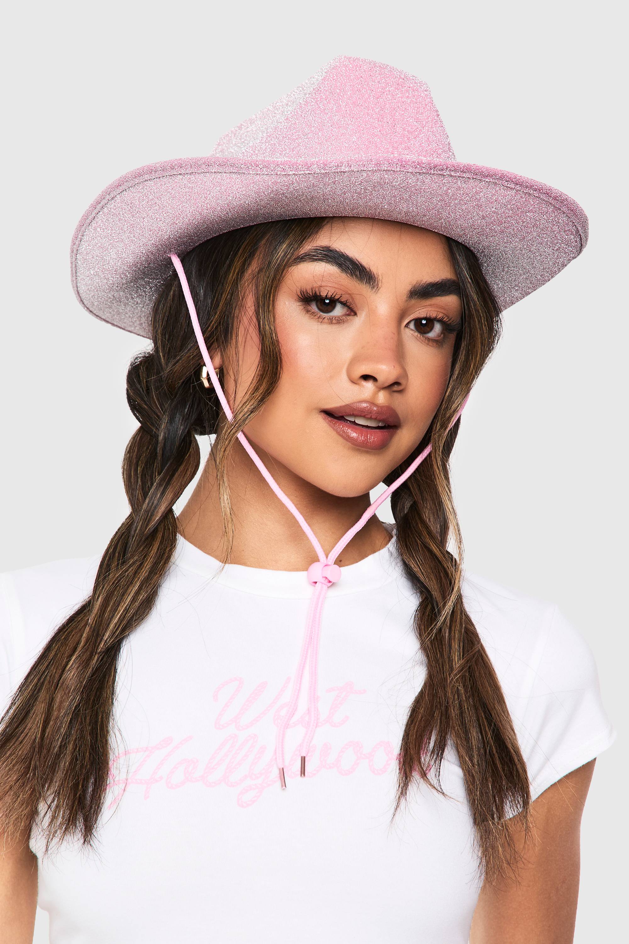 boohoo Chapeau de cow-boy pailleté rose
