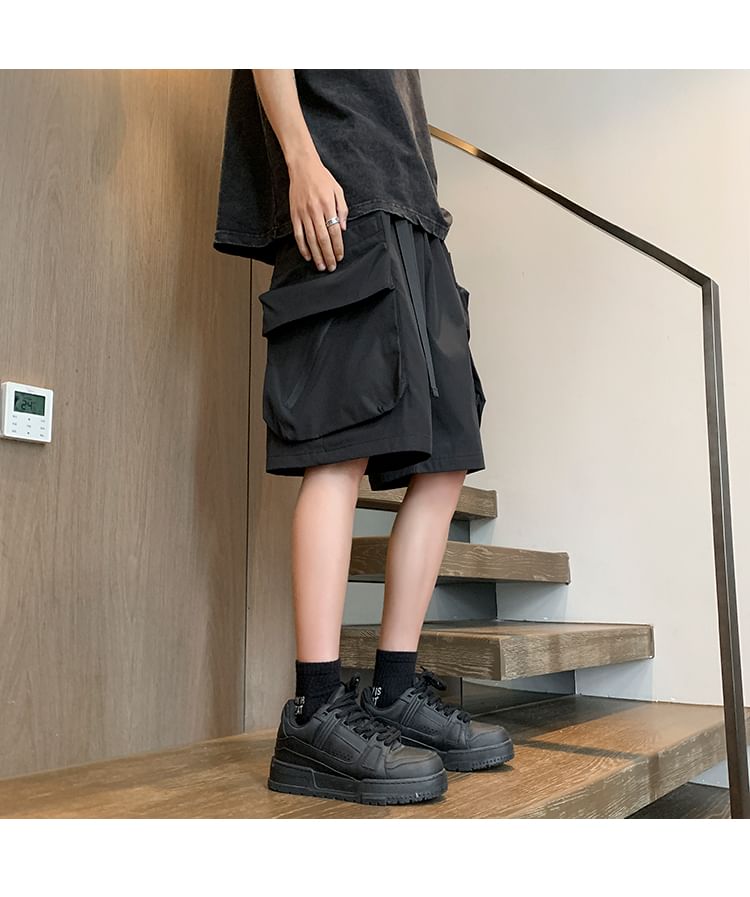 emeisa - Effen cargoshort met middelhoge taille