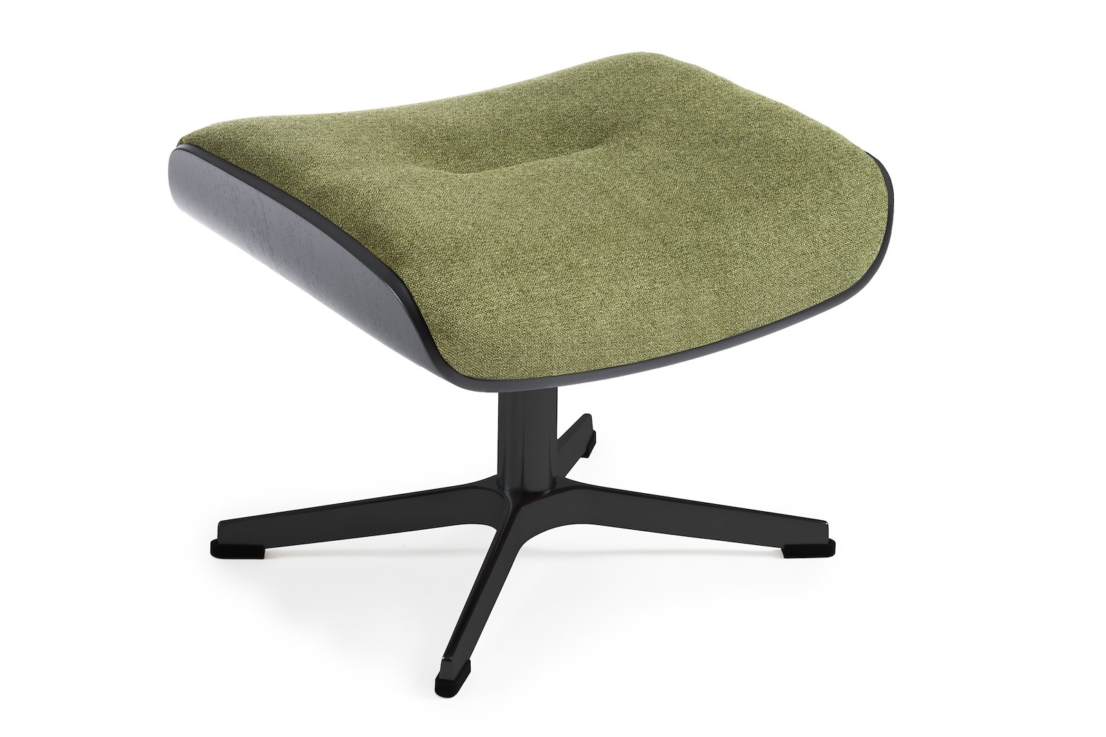Air krakk I tekstil Etna 1497-28 Olive, standard svingfot sort alu. Skrog i sortbeiset eik