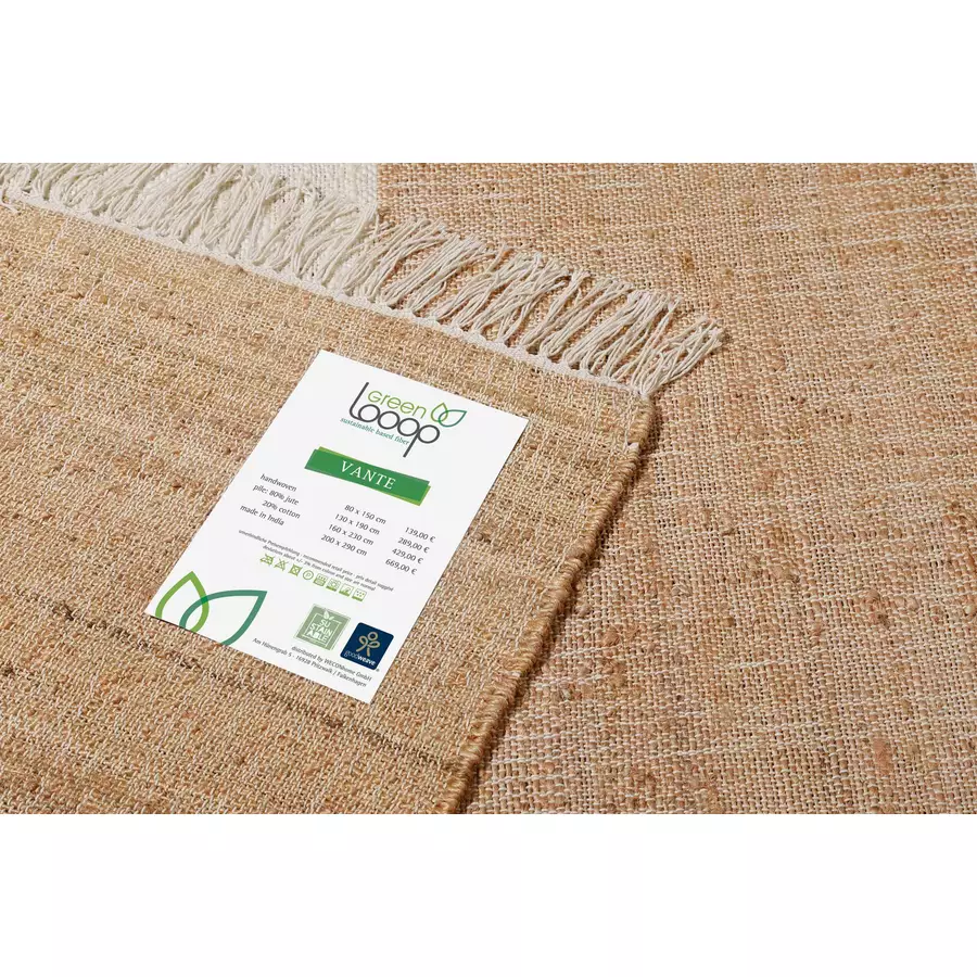 Green Looop Handweb-Teppich Vante cremebeige, cognacbraun