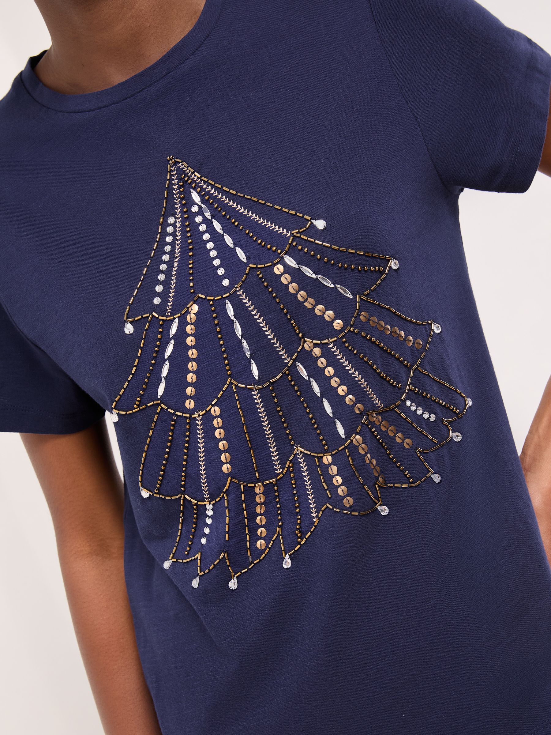 Navy Blue Embellished Tree - Lipsy T-shirt met ronde hals