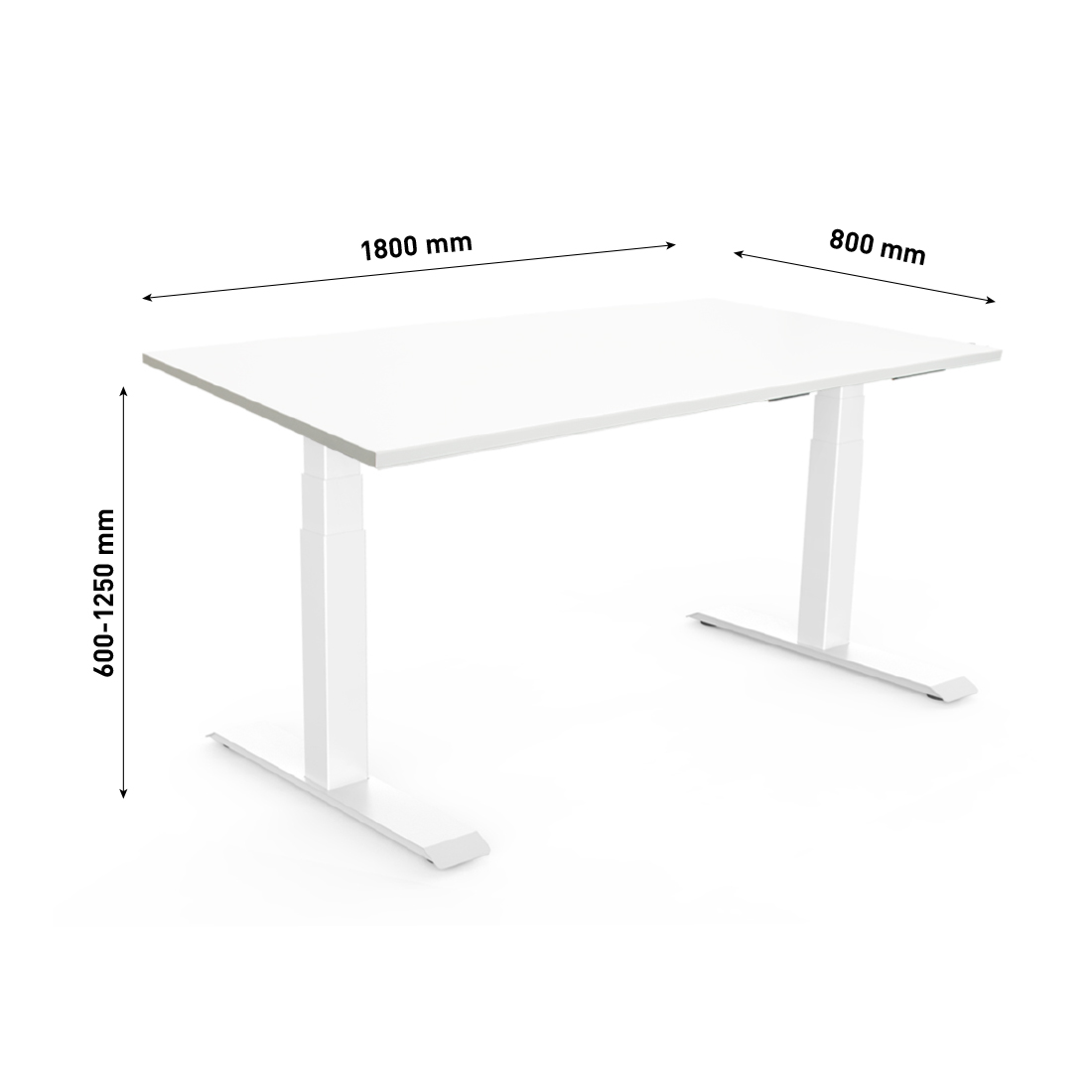 CONTINI höhenverstellbarer Bürotisch 180 x 80 cm weiss / Gestell weiss