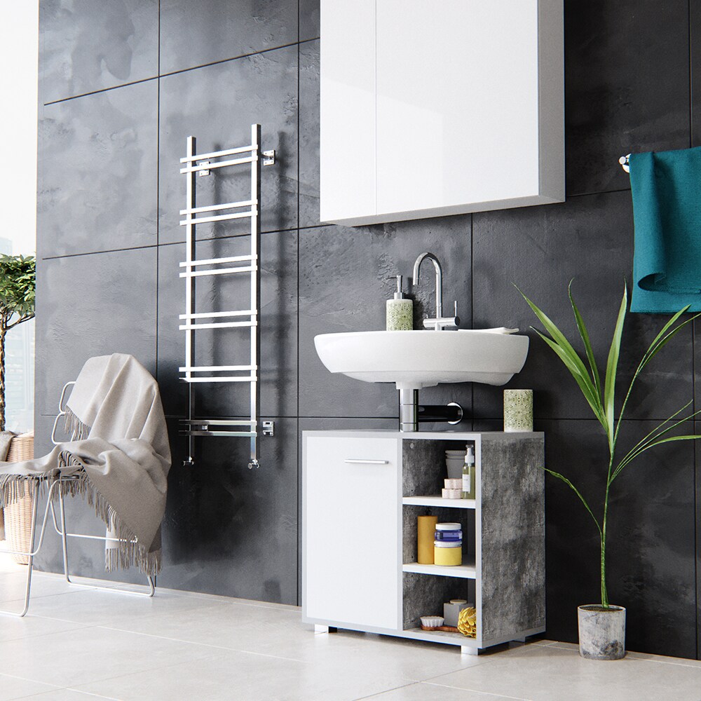 Vicco Waschtischunterschrank Perry Unterschrank Waschbecken Waschtisch Weiß / Beton