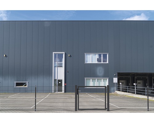 Enkele poort met metalen gaaspanelen, ALBERTS Flexo Plus 8/6/8, 150 x 100 cm, inclusief palen van 10 x 10 cm, antraciet