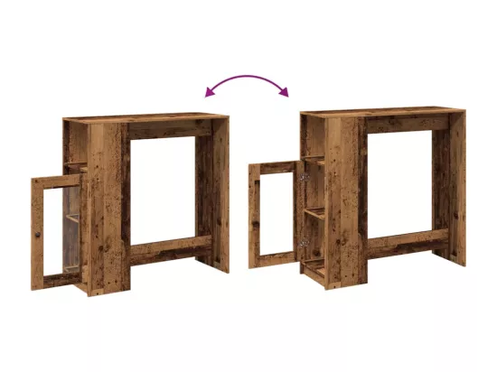 Table de bar avec étagères vieux bois bois d'ingénierie
