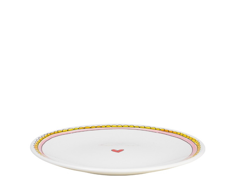 Ontbijtbord ⌀22cm Roze Rand met hartje