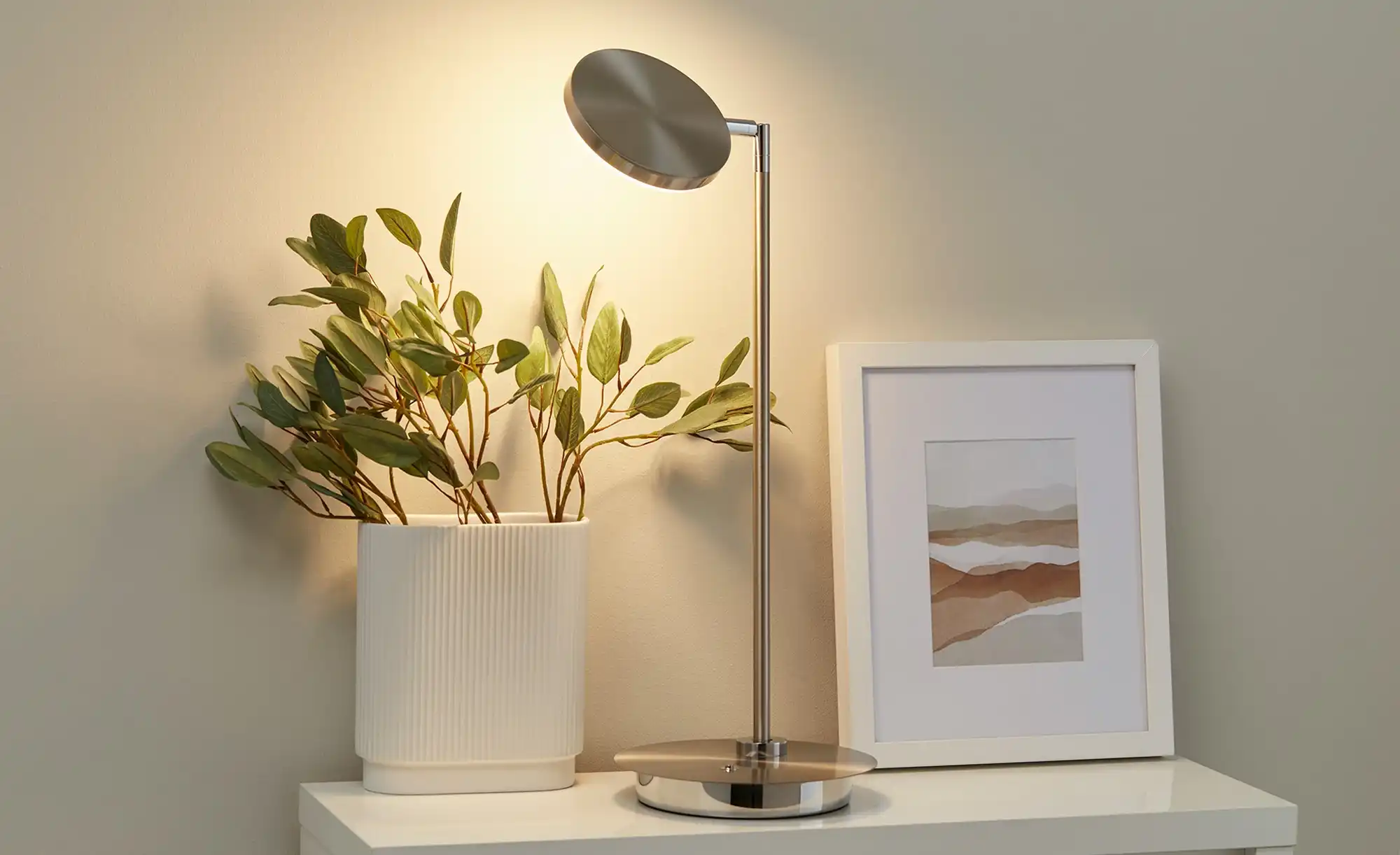 HELL-höllisch gutes Licht LED-Tischeuchte, 1-flammig, Nickel matt