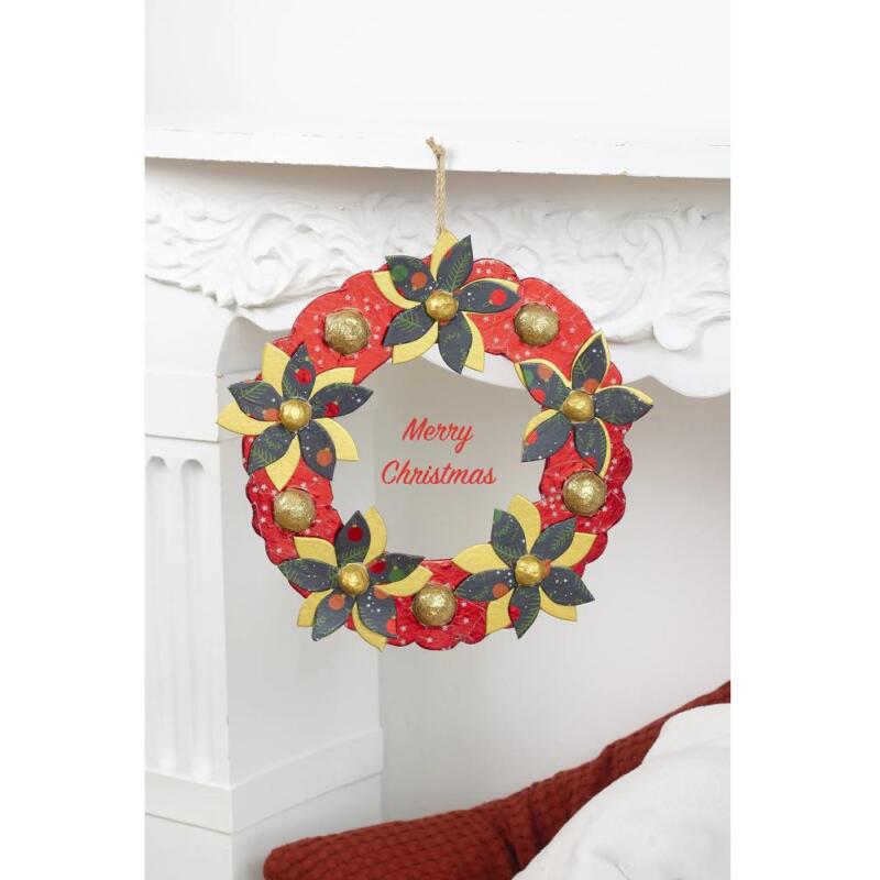 Couronne de fleurs 2x29x29cm - Kraft