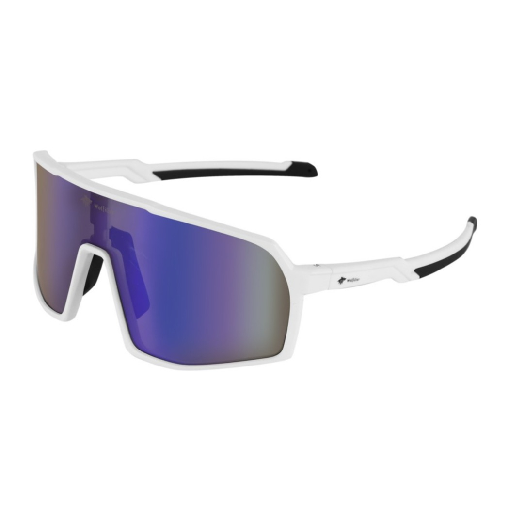 Polarisierte UV Sportbrille Fahrrad Sonnenbrille inkl. Etui - Weiss / Schwarz