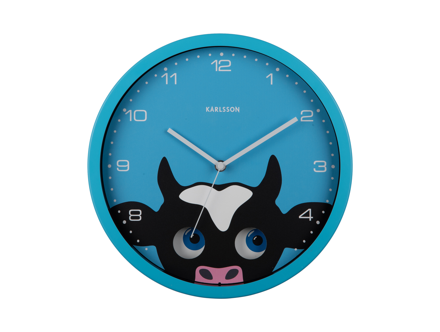 Wall clock Peekaboo Cow blue