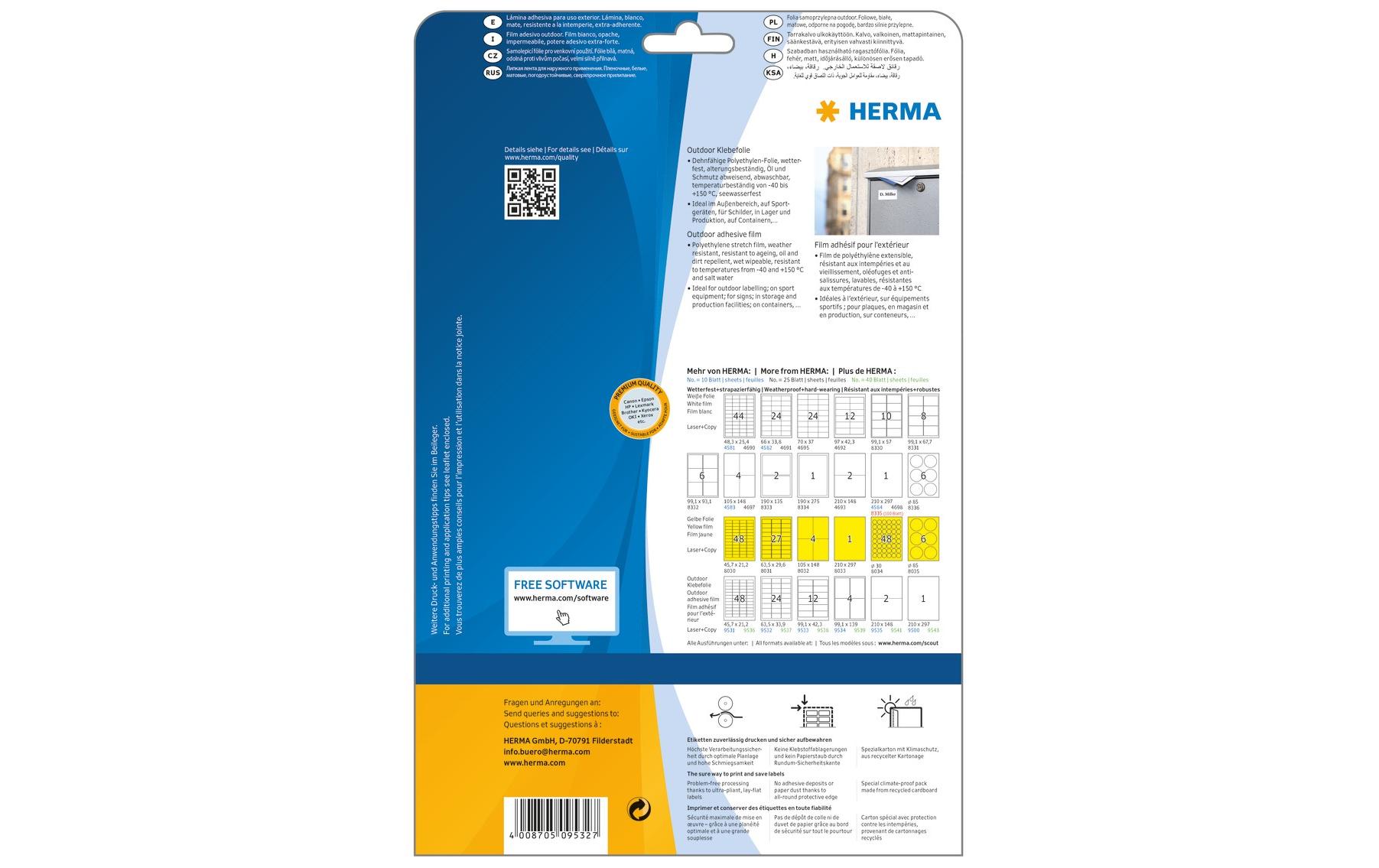 Outdoor-Etiketten 9532 63.5 x 33.9 mm, 240 EtikettenWetterfeste Etiketten