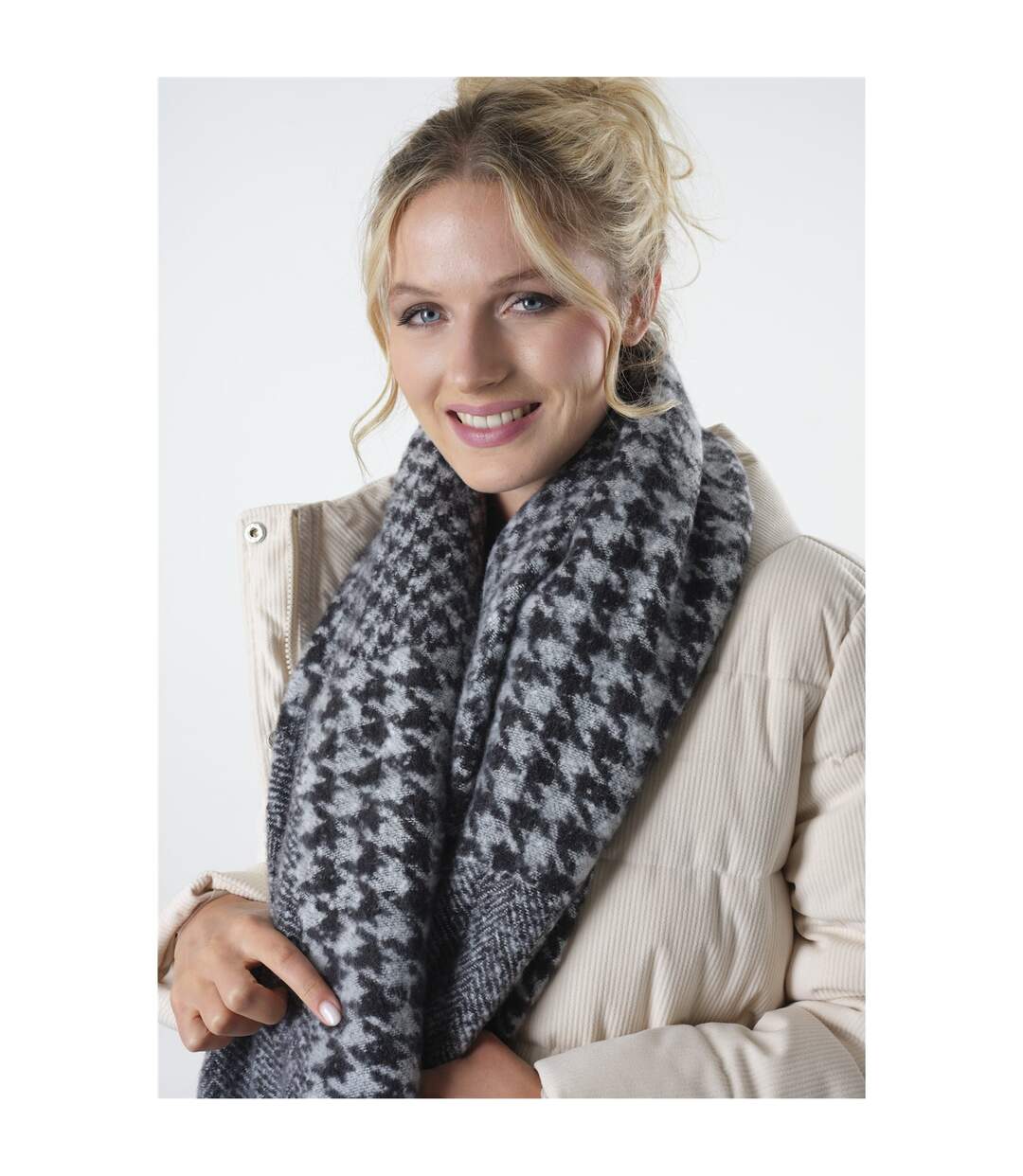 Echarpe motif pied de poule  Black