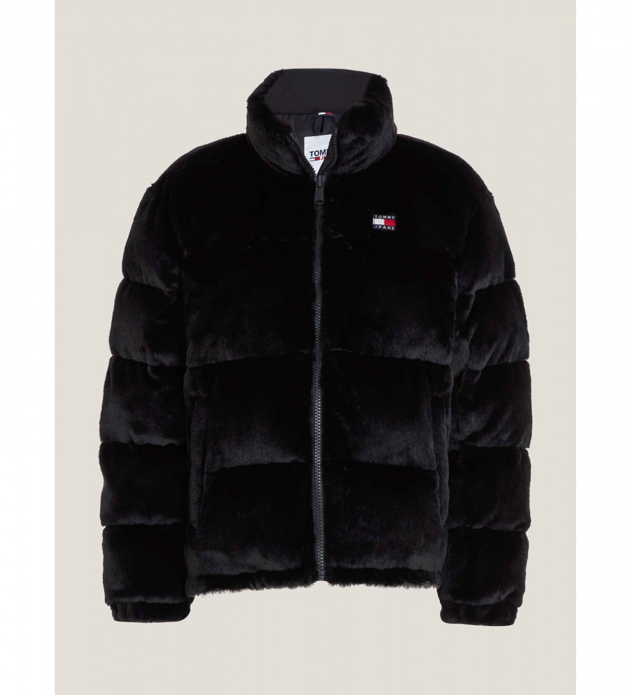 Jaqueta puffer de pele sintética Tommy Jeans, preta
