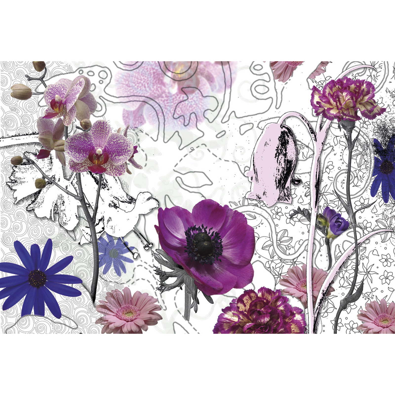 Papier-Fototapete PURPLE - weiß-lila - 3,68 Meter