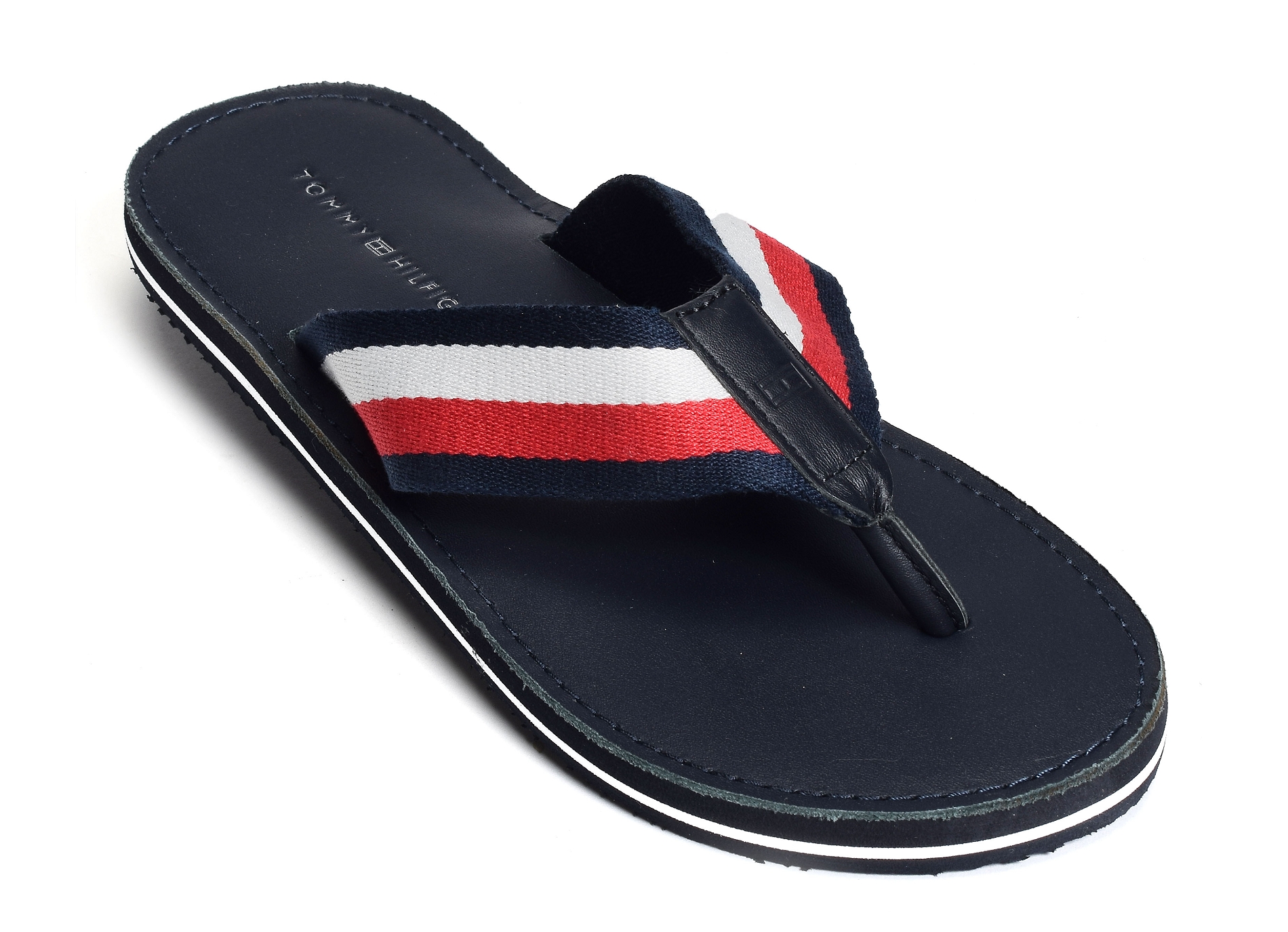 Elevated leather beach sandal 3980 marine