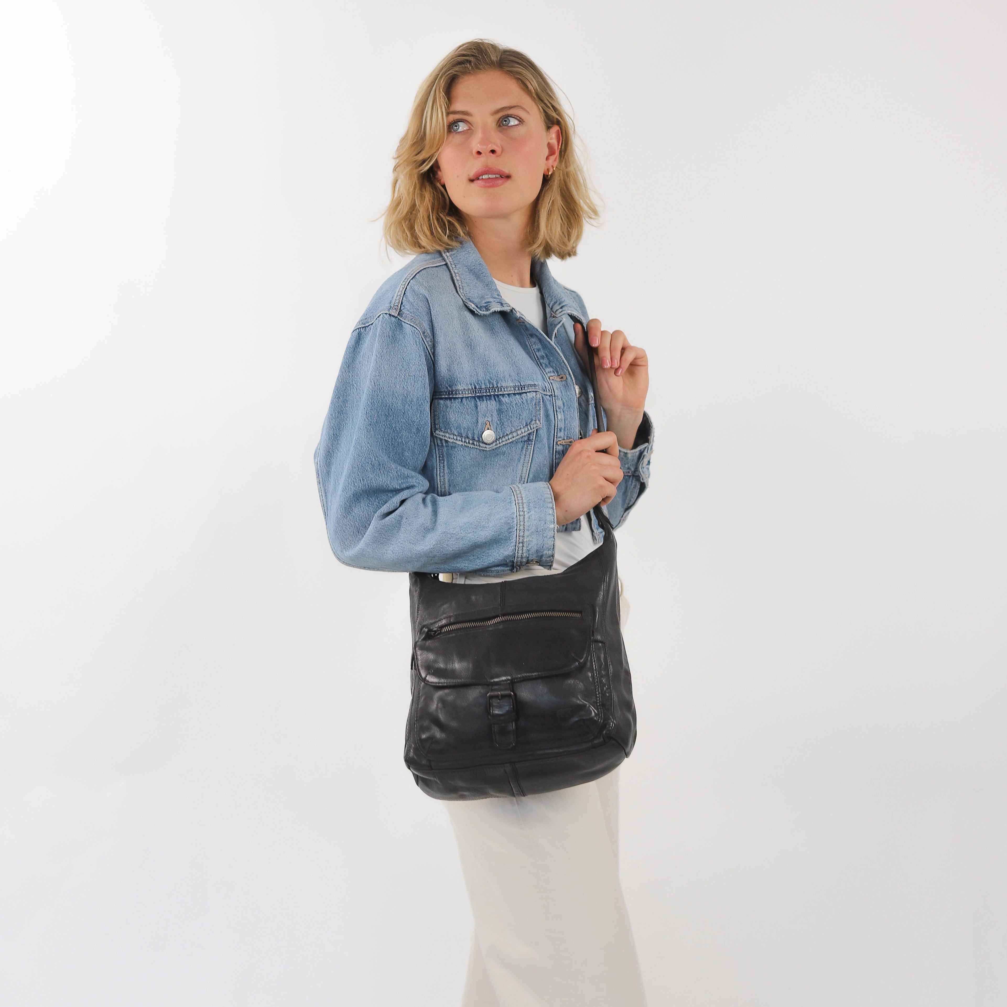 Schoudertas 'Anna' zwart Zwart
