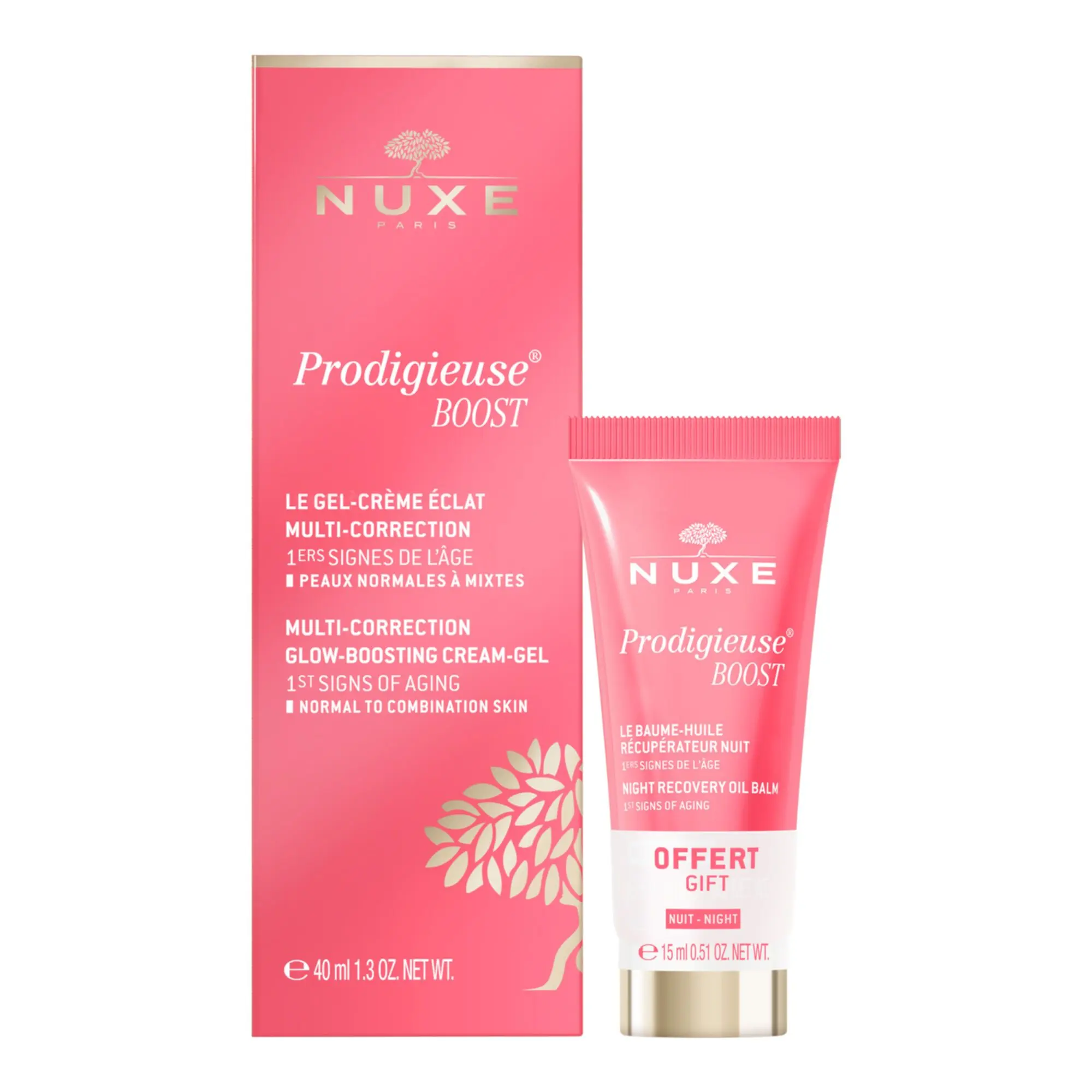Nuxe - Prodigieuse® BOOST Duo Gel-Crème Éclat Multi-Correction 40ml & Baume-Huile Récupérateur Nuit 15ml Peaux Normales à Mixtes - Femme