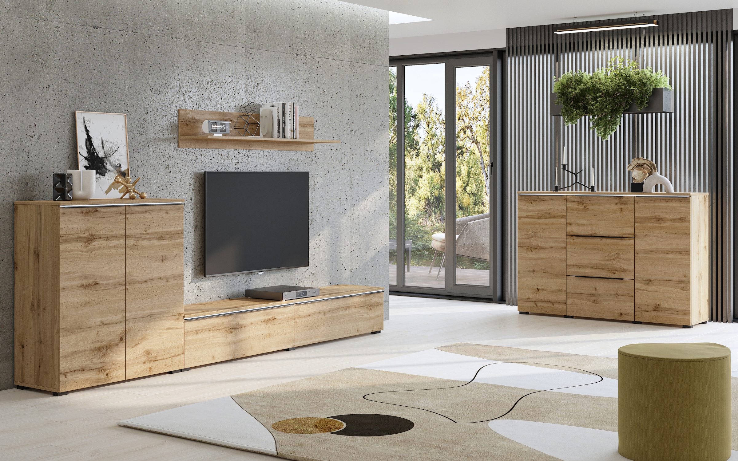 INOSIGN Sideboard »Tana, Breite 132 cm, moderne Kommode 3 SK ,2 Trg« Schubladenschrank,Anrichte mit viel Stauraum, Einlegeböden verstellbar