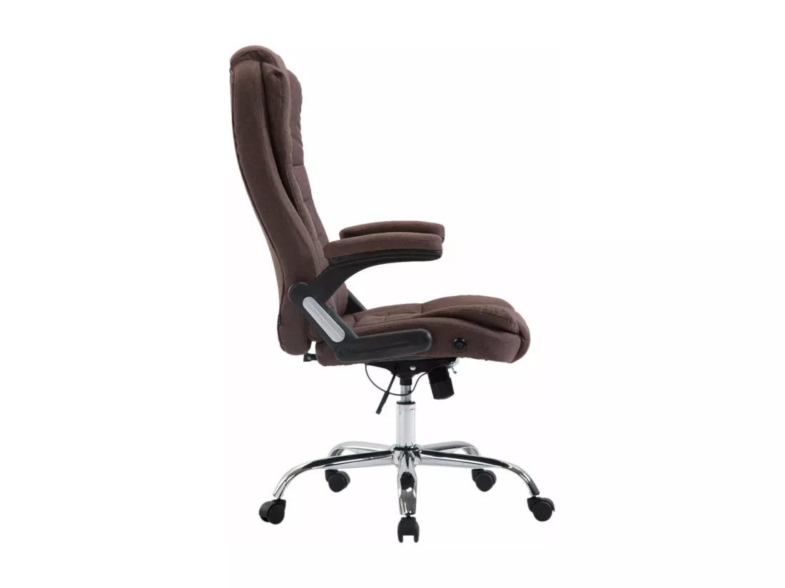 Chaise de bureau - Tissu & Métal chromé - Marron - Thor