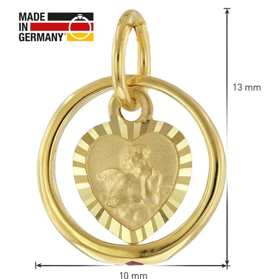 trendor Taufring Rubin Amorherz Gold 585 an goldplattierter Halskette gold