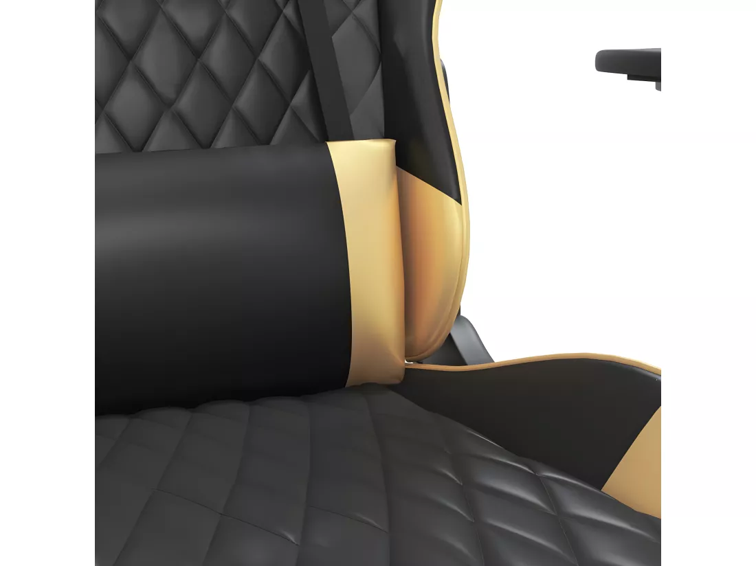 Chaise de jeu avec repose-pied Noir et doré Similicuir