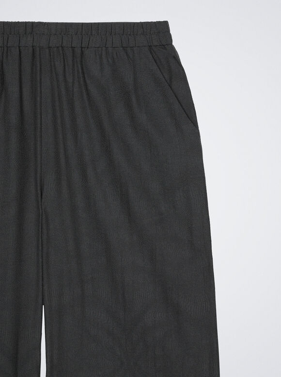 Calça reta em jacquard - Cinza