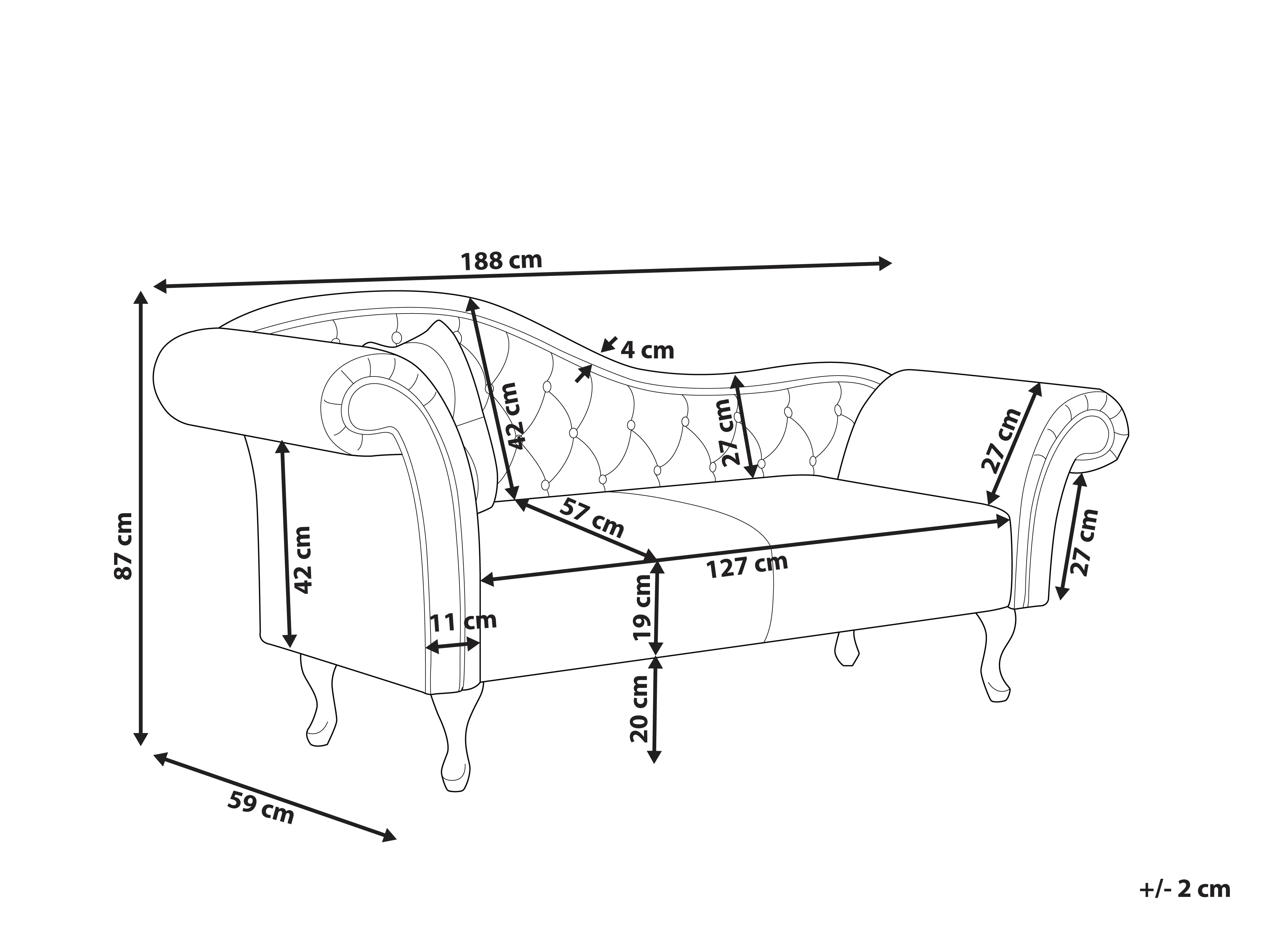 Linkszijdige chaise longue LATTES Fluweel Grijs