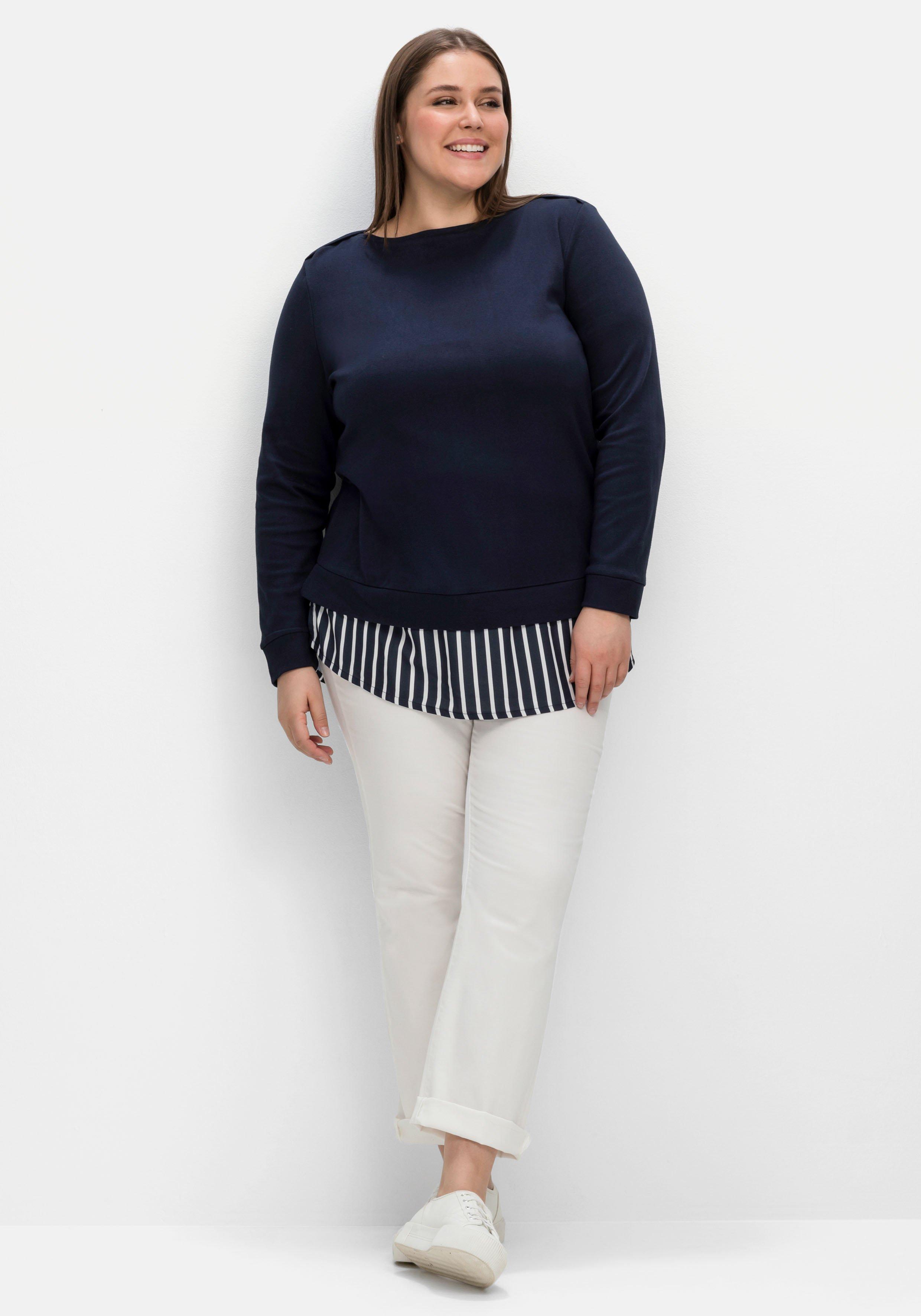 2-in-1-Langarmshirt mit Ansatz aus Blusenstoff
