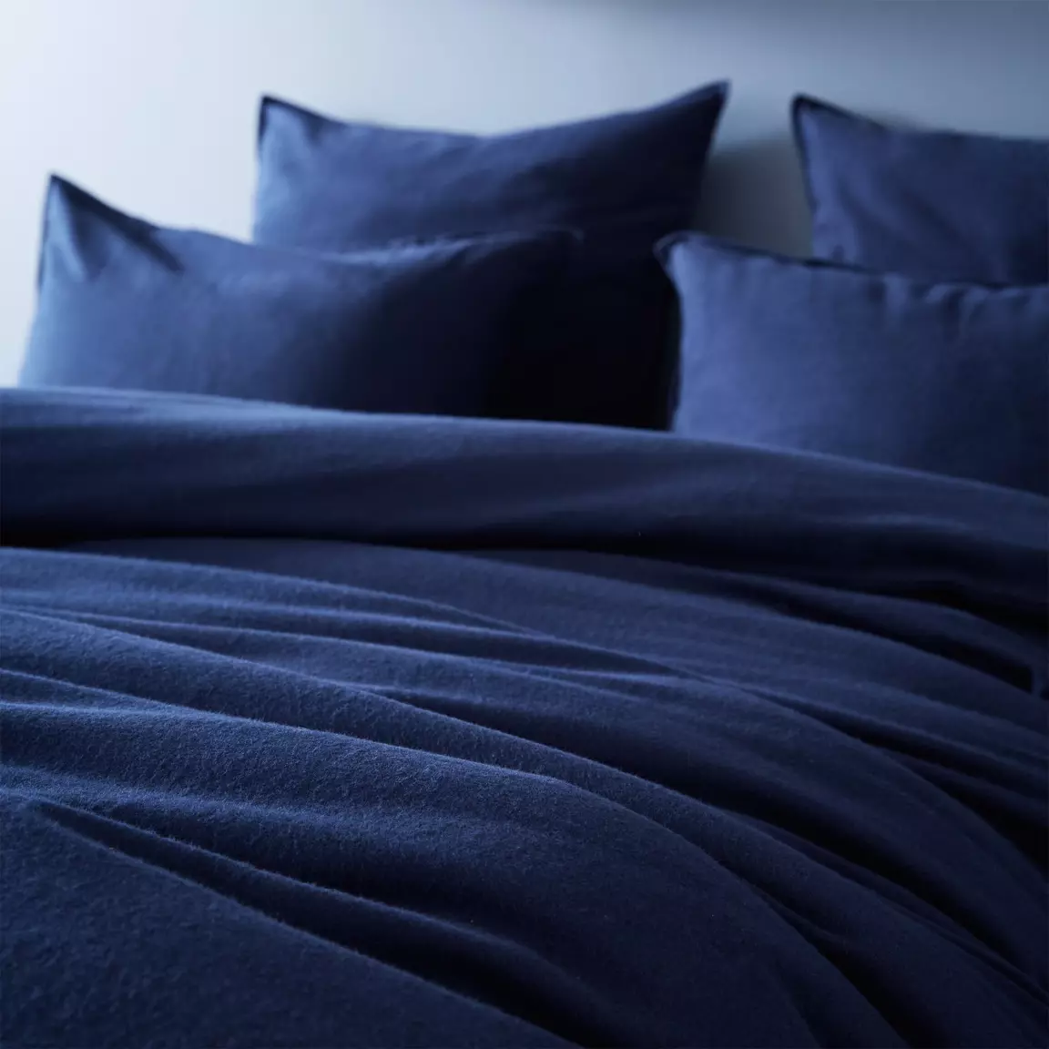 Housse de couette flanelle de coton (260 x 240 cm) Théa Bleu nuit