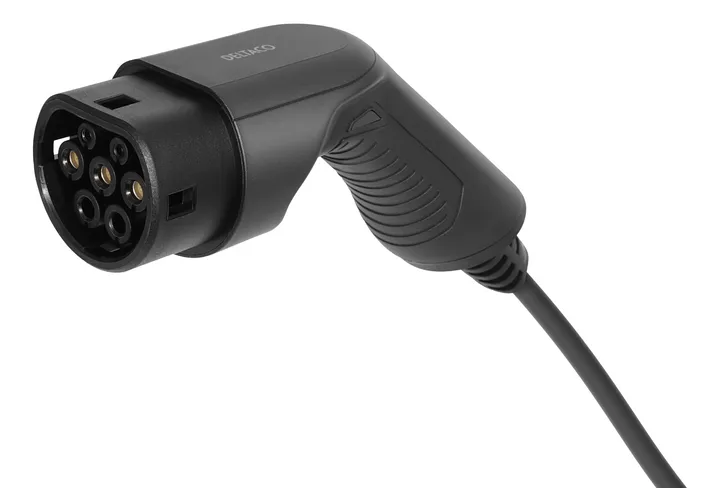 DELTACO e-Charge spiral ladekabel til elbil type 2 stik - 16A - Optil 11 kW - 3-5 meter