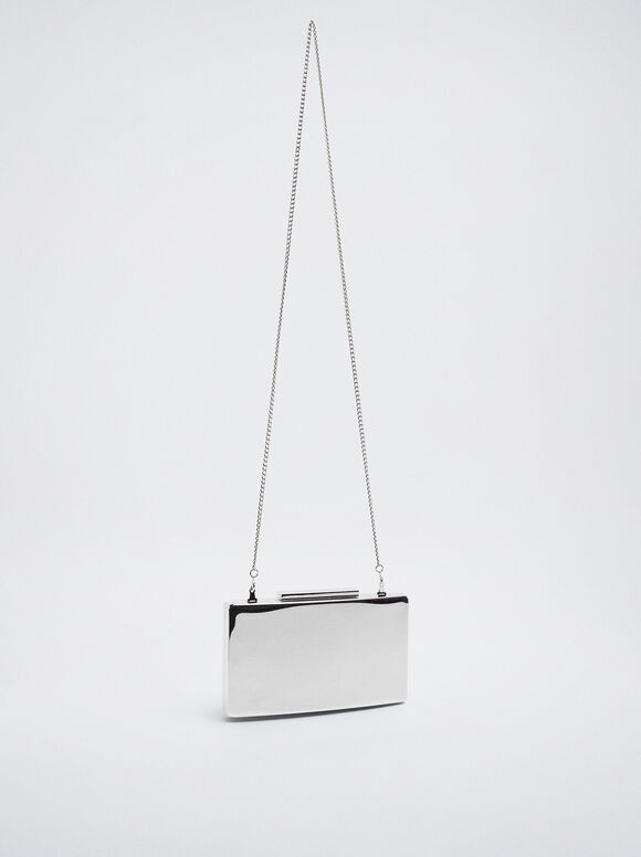 Clutch metálica para festa - Prateada