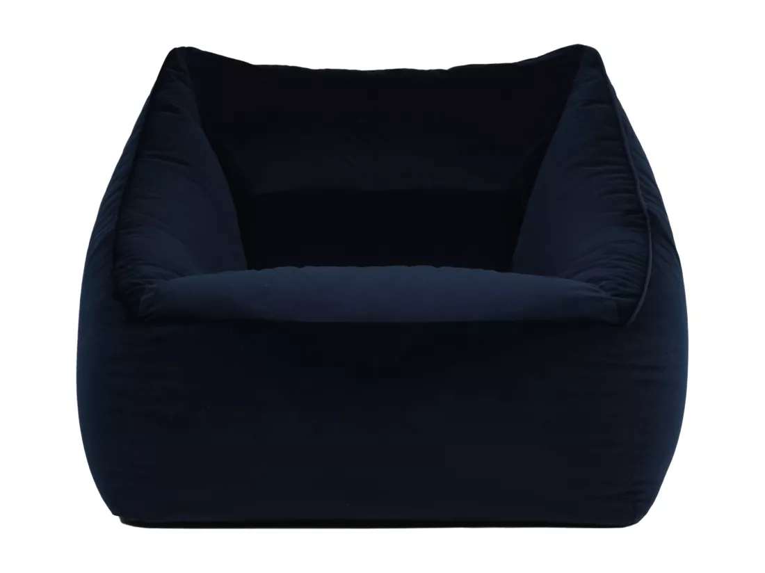 Pouf fauteuil velours bleu minuit - NATALIA