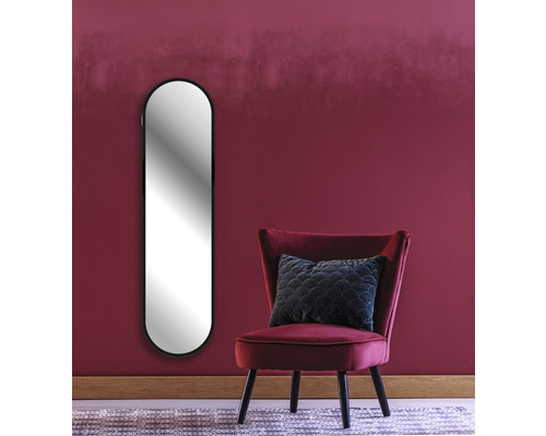 Ovale wandspiegel, zwart, 30x120 cm