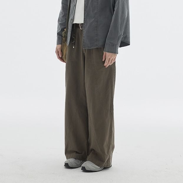 Omozando - Mid Rise Plain Wide Leg Pants