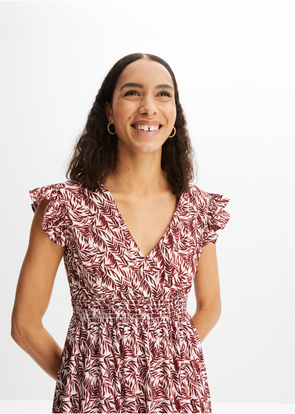 Robe midi à manches papillon