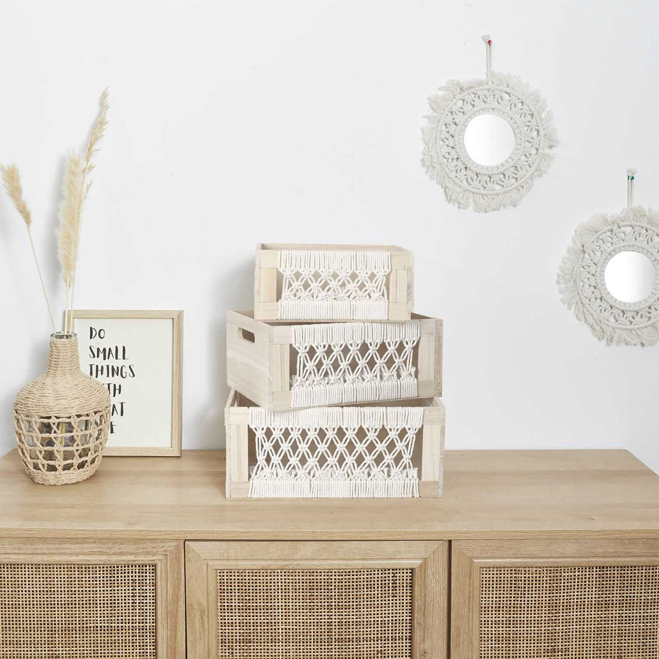Home Deco Factory 3 Caisses Boho beige/marron