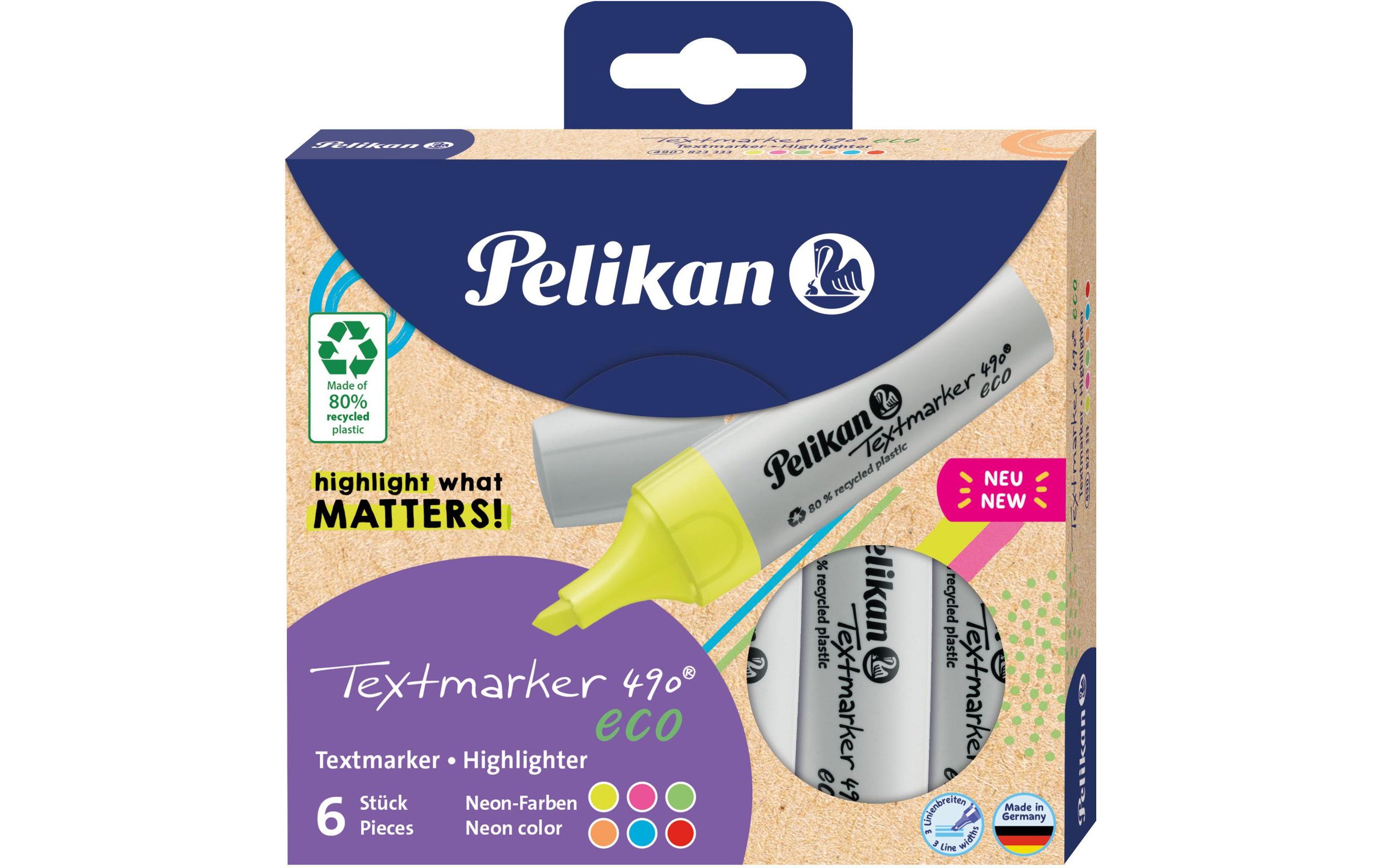 Textmarker 490 eco Set 6 Stück, MehrfarbigMarker mit hoher Leuchtkraft