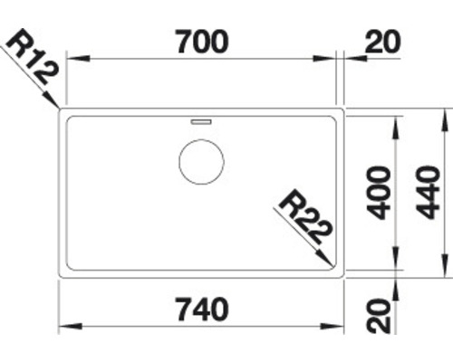 Blanco ANDANO 700-IF spoelbak, 740 x 440 mm, roestvrij staal, 522969