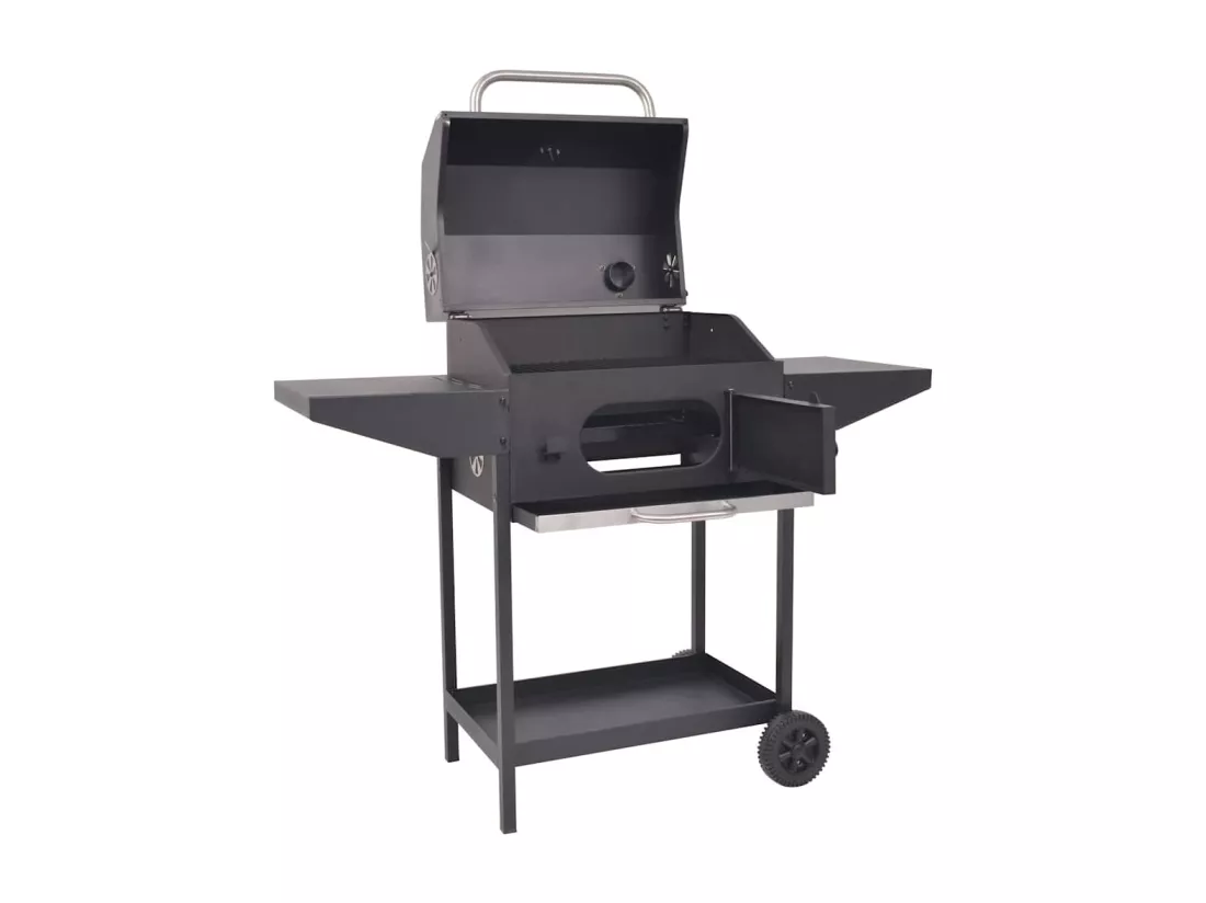 Barbecue au charbon de bois avec étagère inférieure Noir